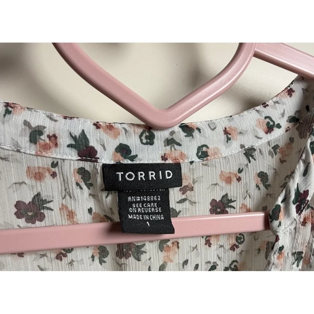 Torrid Women's Floral Midi Dress‎ Ivory Size 1 Plus